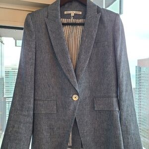 Veronica Beard blazer size 4 blue linen with silver